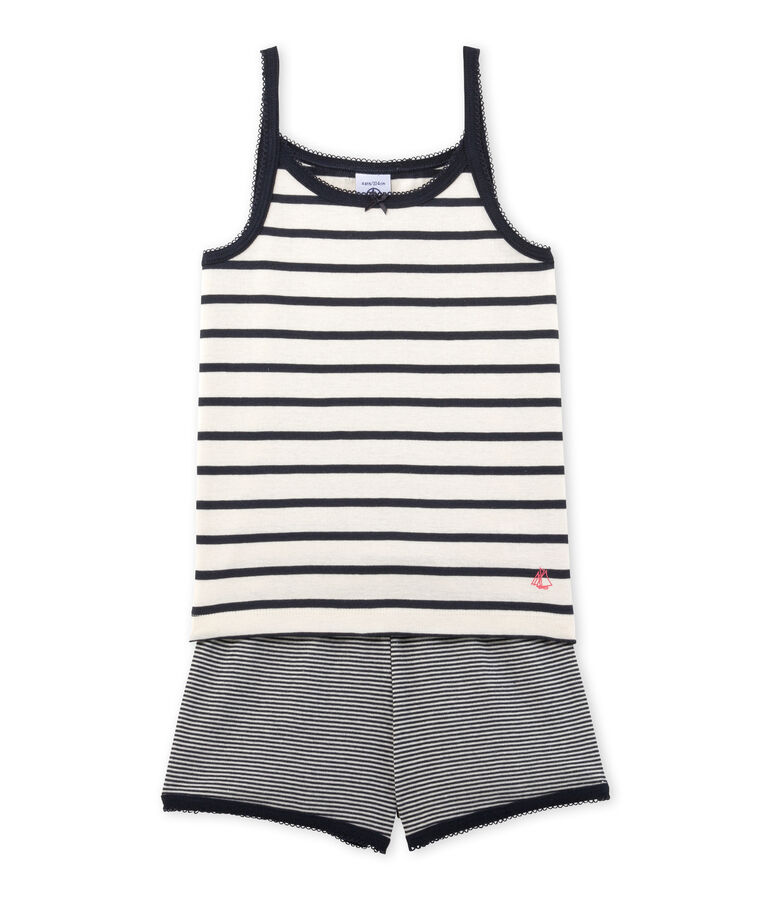 Pyjacourt fille ray&eacute; weiss/blau