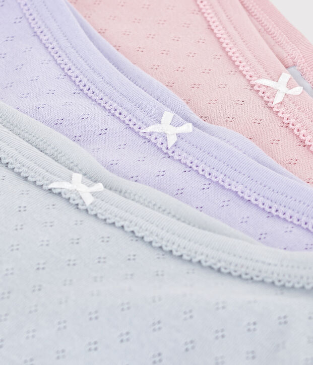 Set Kinder-Slips High Waist aus einfarbiger Baumwolle mit Lochstickerei vielfarbig