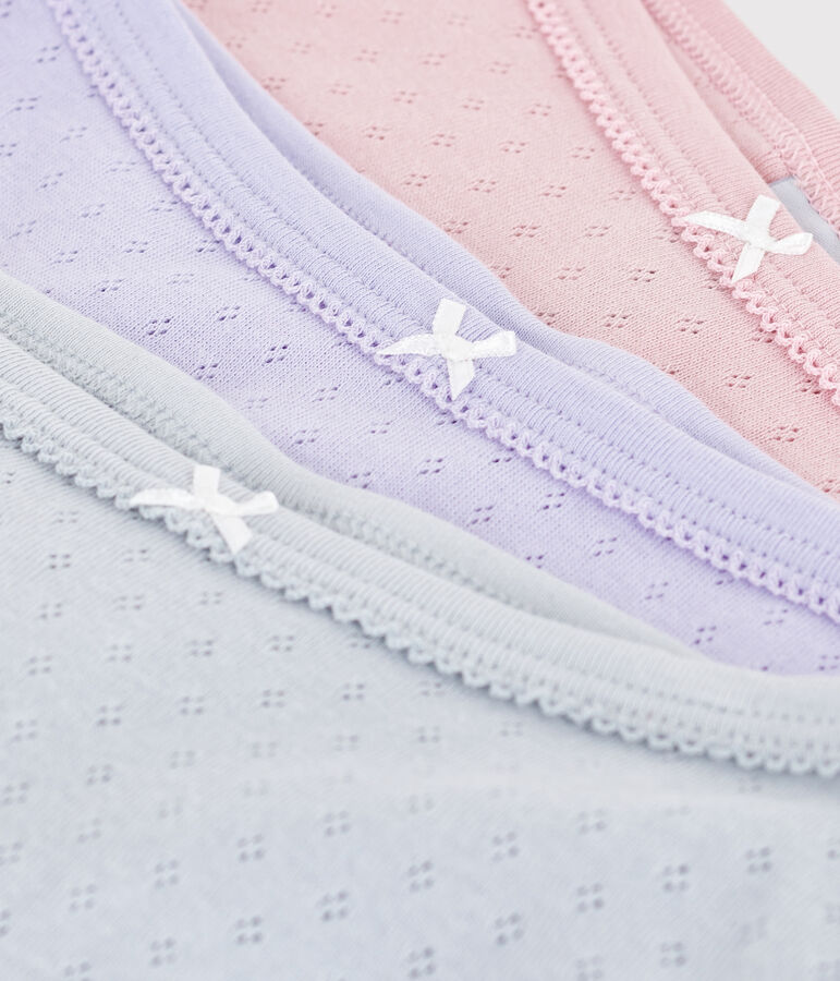 Set Kinder-Slips High Waist aus einfarbiger Baumwolle mit Lochstickerei vielfarbig