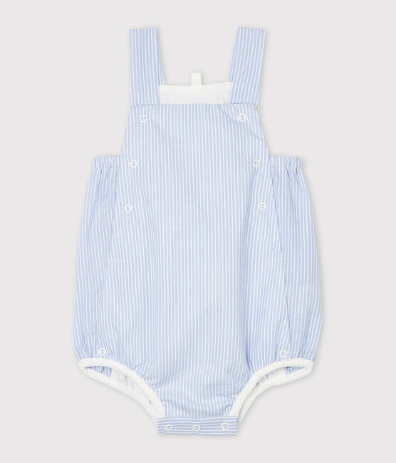Gestreifter Baby-Spieler aus Popeline weiss MARSHMALLOW/weiss MULTICO