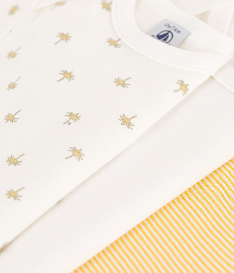 3er-Set kurz&auml;rmelige Bodys aus Baumwolle mit Palmenmotiv vielfarbig