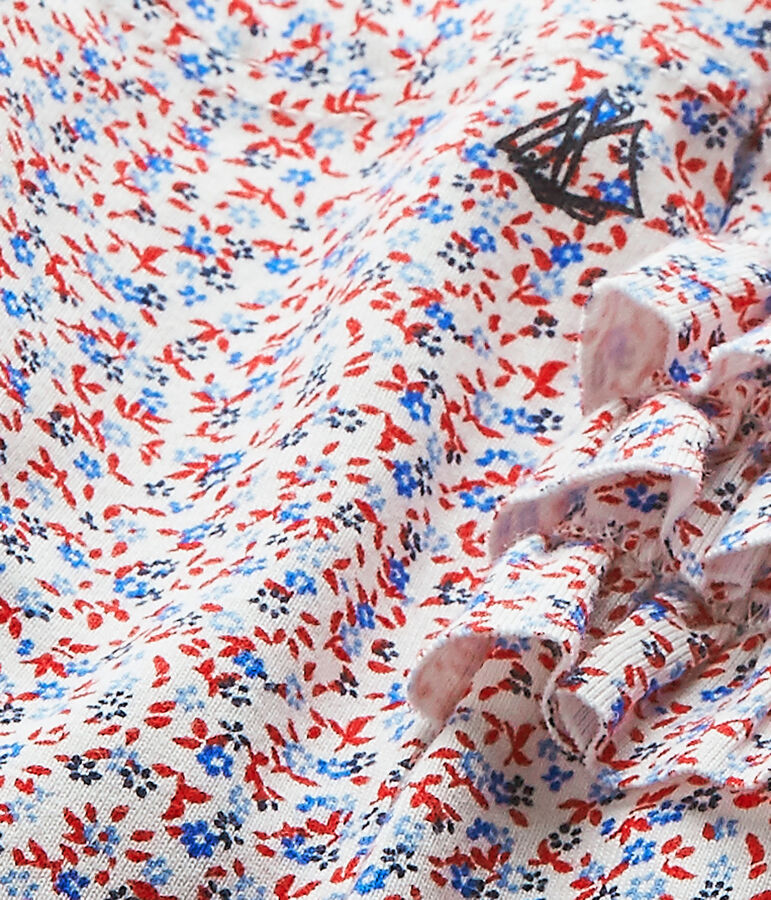 Bedruckte Baby-M&auml;dchen-Leggings weiss MARSHMALLOW/rot TERKUIT/ MULTICO