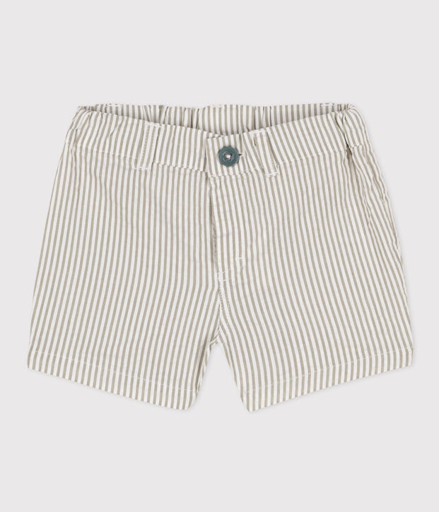 Baby-Shorts aus Seersucker gr&uuml;n/weiss