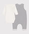 Babyset aus Overall und Body aus Baumwolle weiss MARSHMALLOW/blau SMOKING
