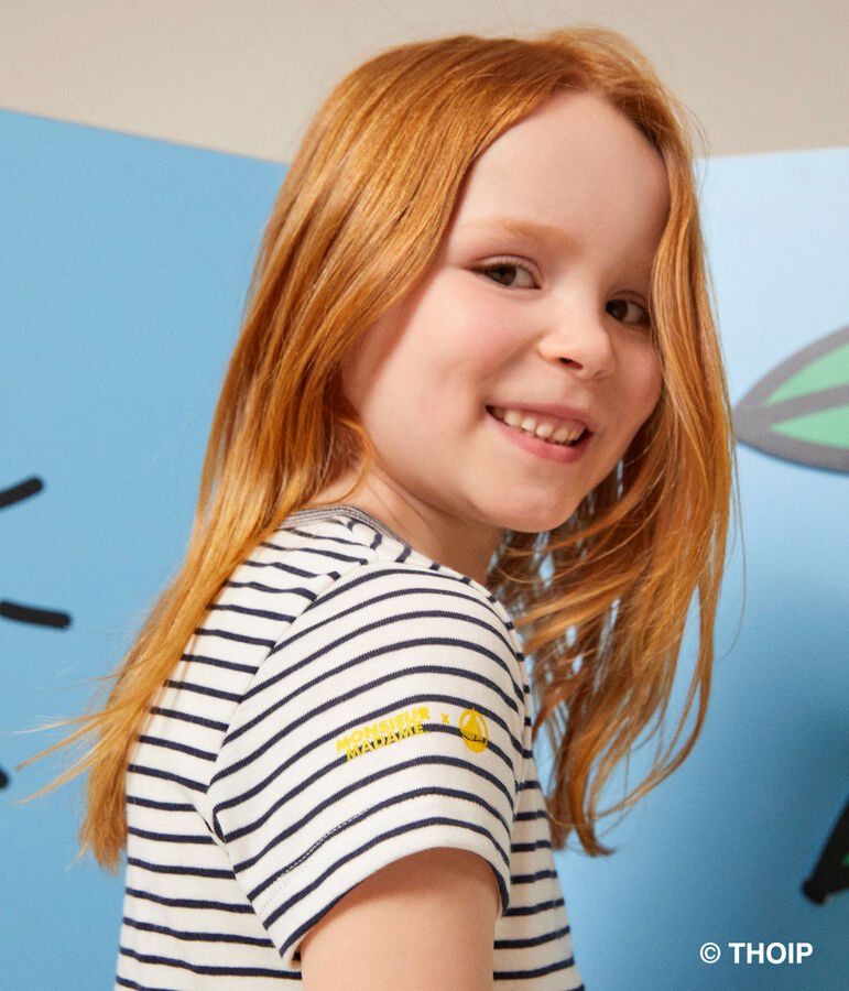 Kinder-Kleid Mr. Men und Little Miss aus Baumwolle f&uuml;r M&auml;dchen weiss/blau