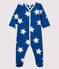 Blauer Baby-Strampler aus Molton mit Sternenmuster blau MAJOR/weiss ECUME