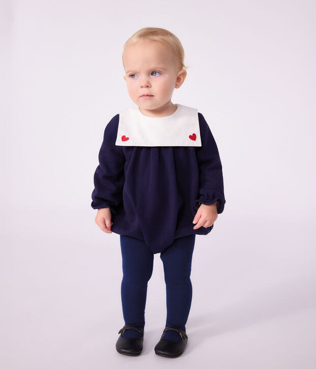 Baby-Kurzoverall aus einfarbiger Baumwolle mit Kragen SOIR