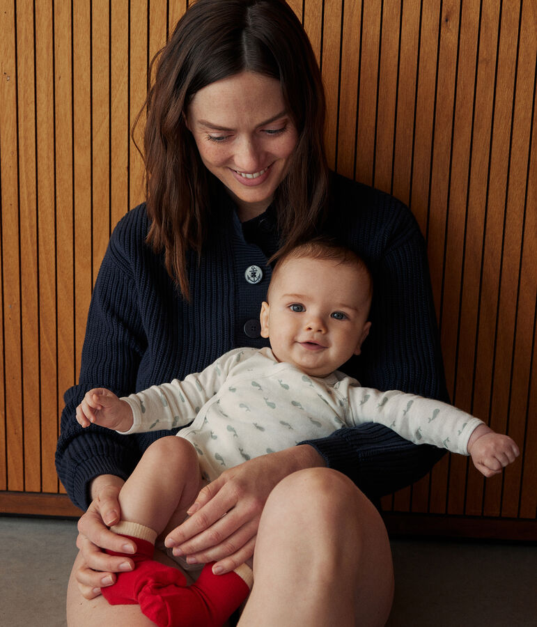 Lang&auml;rmeliger Wickelbody aus Baumwolle weiss/gr&uuml;n