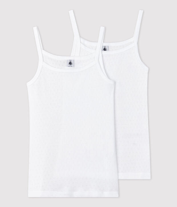 2er-Set Spaghetti-Tops aus Bio-Baumwolle mit Lochstickerei f&uuml;r M&auml;dchen vielfarbig