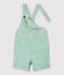 Kurze Baby-Latzhose aus Sergestoff für Jungen weiss MARSHMALLOW/grün GAZON