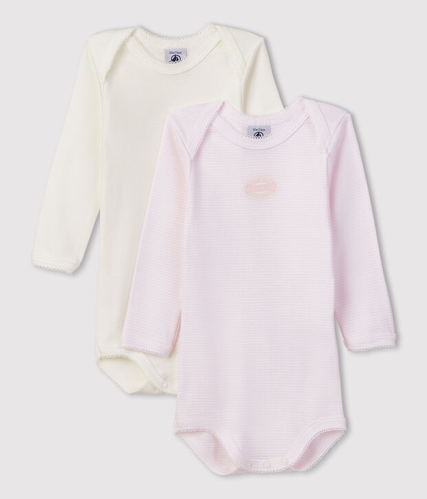 2er-Set lang&auml;rmelige Baby-Bodys aus Bio-Baumwolle mit Ringelstreifen vielfarbig