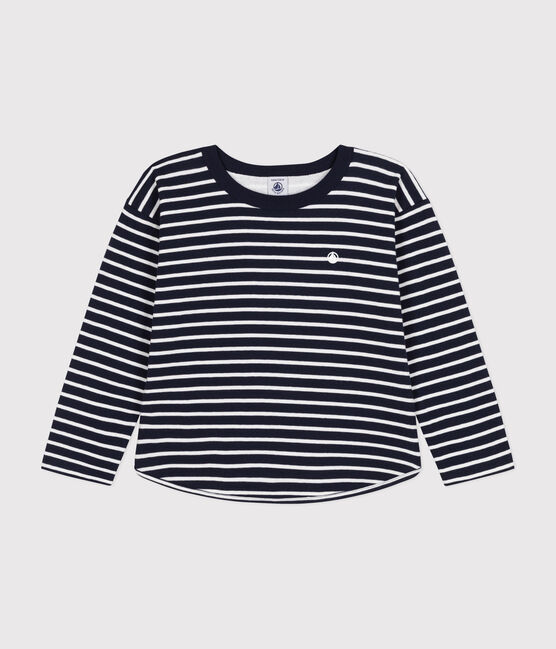 Langärmeliges Kinder-T-Shirt aus Doppeljersey für Jungen blau SMOKING/weiss MARSHMALLOW