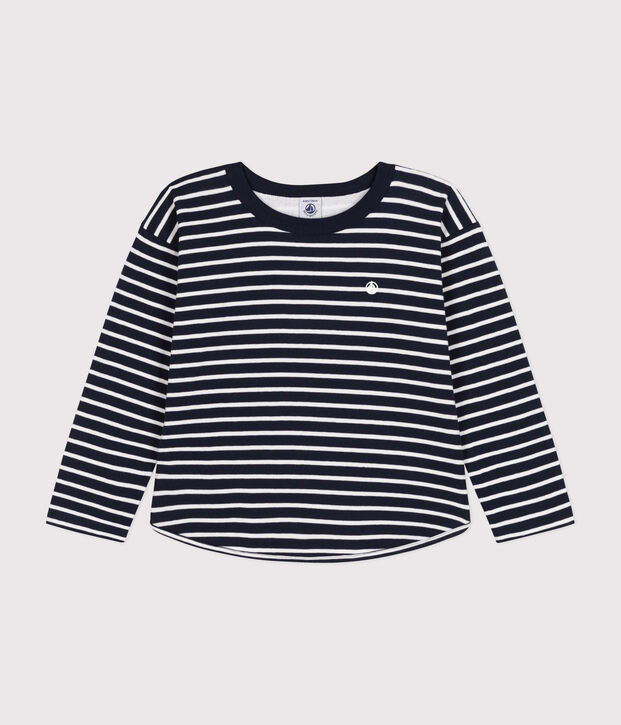 Lang&auml;rmeliges Kinder-T-Shirt aus Doppeljersey f&uuml;r Jungen blau/weiss