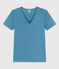T-Shirt L’ICONIQUE aus Baumwolle mit V-Ausschnitt für Damen blau LAVIS