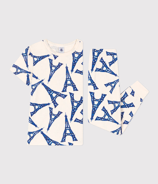 Kurz&auml;rmeliger Kinderpyjama aus Baumwolle naturfarben/vielfarbig