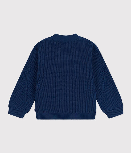 Kinder-Cardigan mit Patentmuster aus Baumwolle für Mädchen blau INCOGNITO
