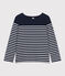 Langärmeliges Damen-Streifenshirt "Marinière" aus Baumwolle blau SMOKING/weiss MARSHMALLOW