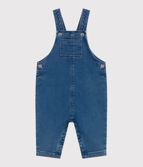 Langbeinige Baby-Latzhose aus Jeansstoff mit Elastan.  blau BLEU DELAVE