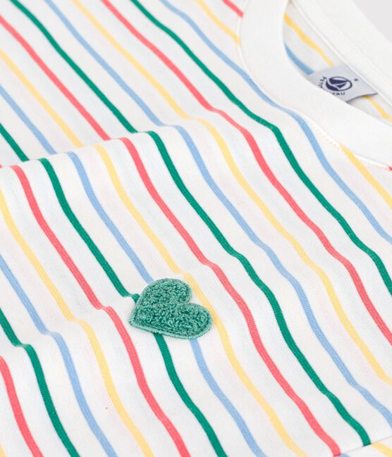 Kurzärmeliges Damen T-Shirt aus Baumwolle mit Streifen weiss MARSHMALLOW/weiss MULTICO