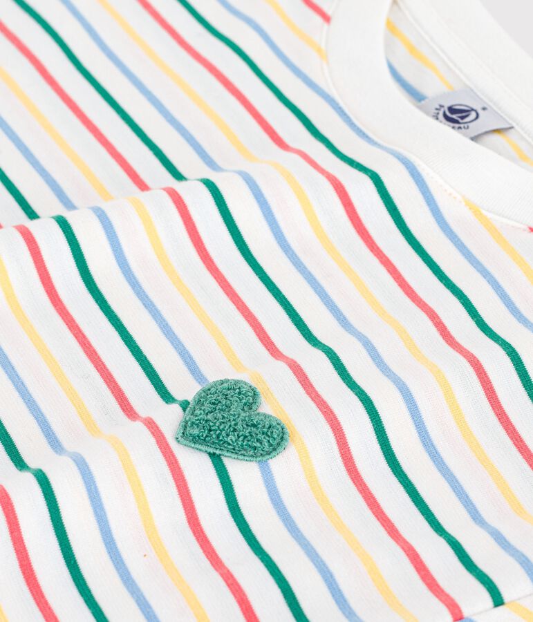 Kurz&auml;rmeliges Damen T-Shirt aus Baumwolle mit Streifen weiss/vielfarbig