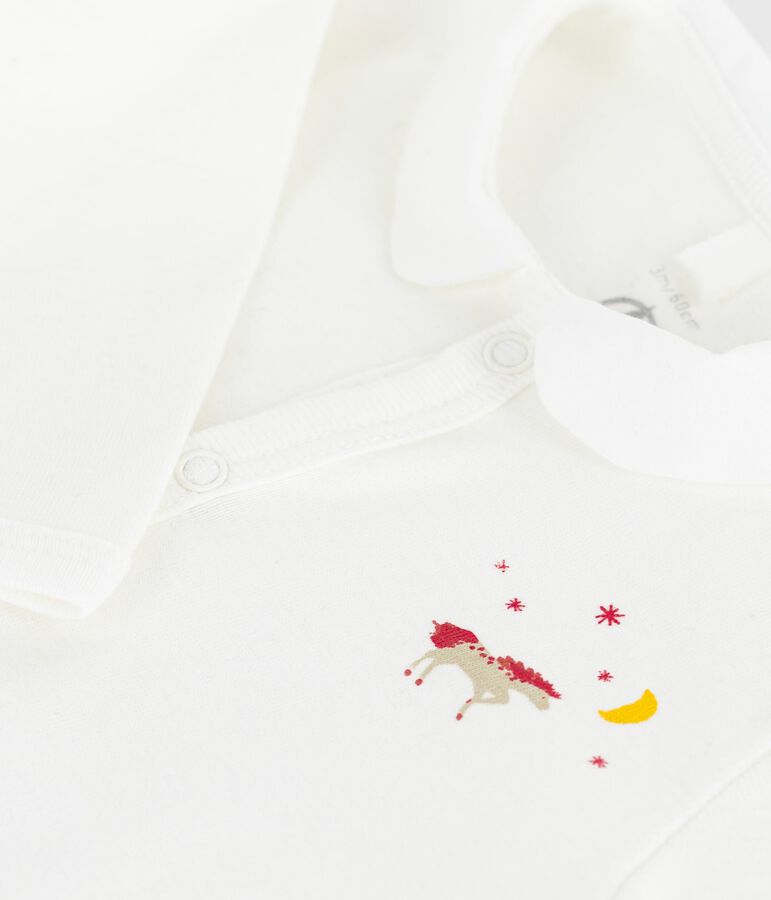 Strampler ohne F&uuml;&szlig;chen aus einfarbiger Baumwolle weiss