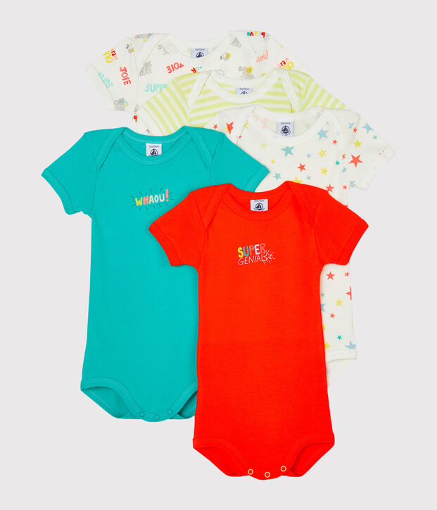5er-Set kurz&auml;rmelige Baby-Bodys f&uuml;r Jungen vielfarbig