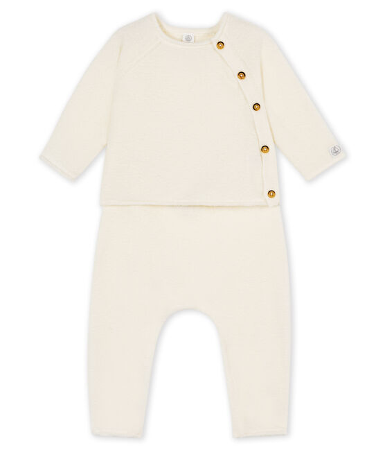2-teiliges Baby-Set aus Baumwolle, Merinowolle und Polyester weiss MARSHMALLOW