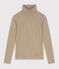 Damen-Rollkragenshirt aus einfarbiger Baumwolle beige