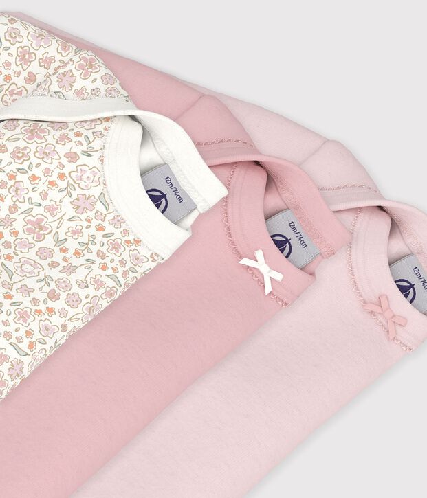 Set lang&auml;rmeliger Baby-Bodys aus Baumwolle mit Blumenmotiv vielfarbig