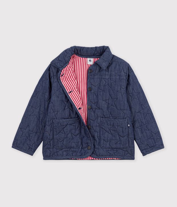 Kinder-Jacke aus einfarbigem Denim mit Sternen blau