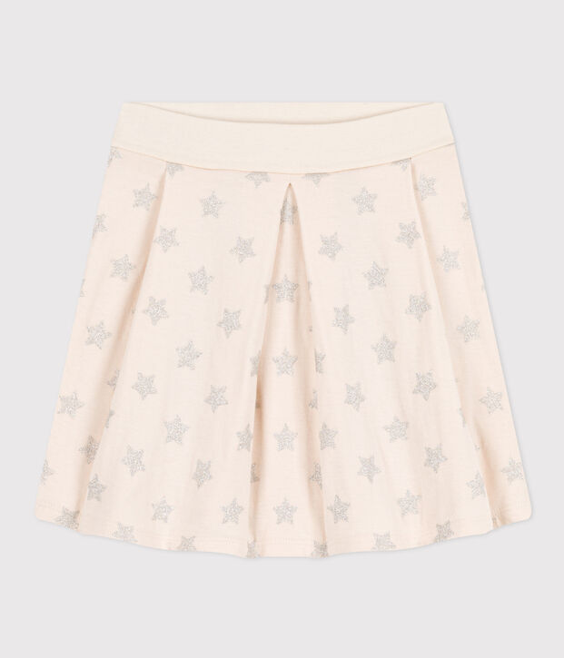 Kinderkleid aus Doppeljersey mit Printmotiv f&uuml;r M&auml;dchen naturfarben/grau