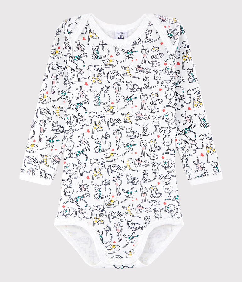 Lang&auml;rmeliger Baby-Body M&auml;dchen weiss/vielfarbig