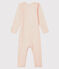 Baby-Body mit langen Beinen und Streifen aus Wolle und Baumwolle rosa CHARME/weiss MARSHMALLOW