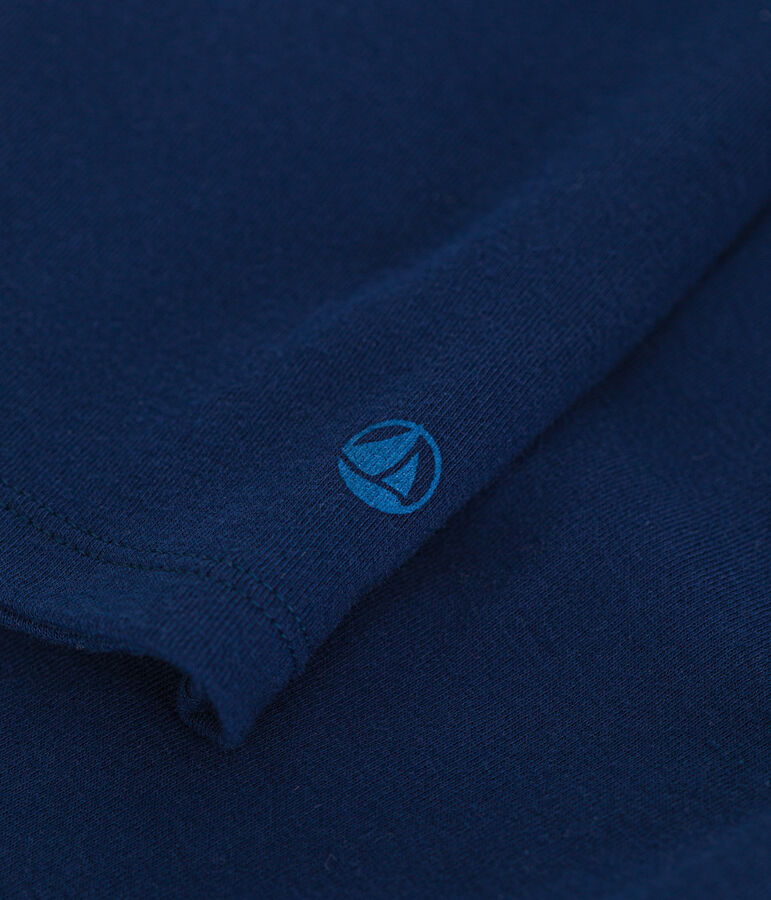 Lang&auml;rmeliges Damen-T-Shirt L'Iconique mit M&auml;usez&auml;hnchenkante aus einfarbigem Rippstrick blau