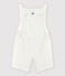 Kurze, gestreifte Baby-Latzhose aus Popeline für Jungen weiss MARSHMALLOW