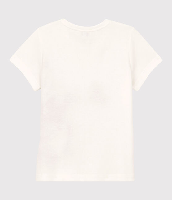 Kurzärmliges Kinder-T-Shirt aus Baumwolle für Mädchen weiss MARSHMALLOW/rot TERKUIT