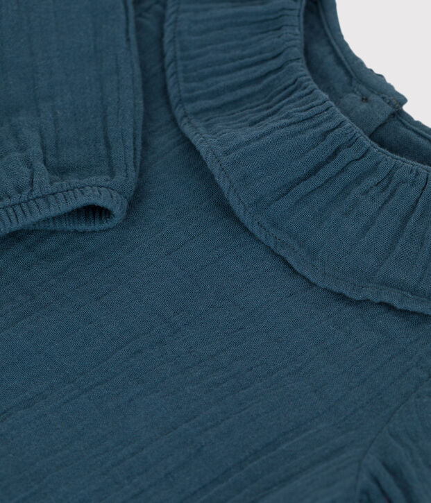 Lang&auml;rmelige Babybluse aus Musselin-Stoff grau