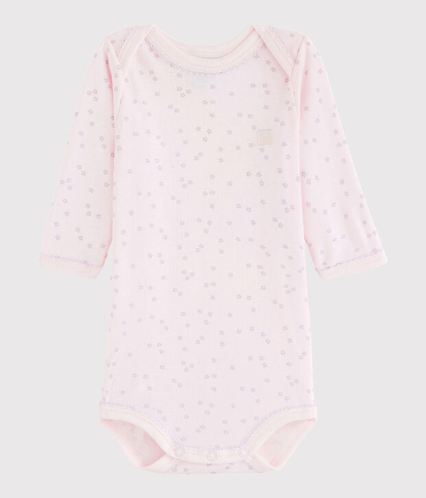 Lang&auml;rmeliger Baby-Body M&auml;dchen rosa/violett