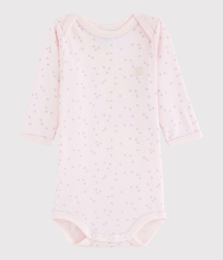 Lang&auml;rmeliger Baby-Body M&auml;dchen rosa/violett