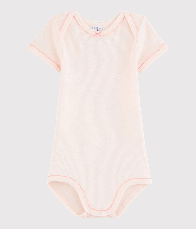 Kurz&auml;rmeliger Baby-Body M&auml;dchen rosa FLEUR