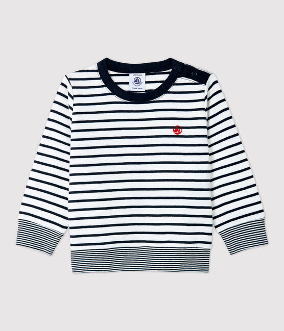 Baby-T-Shirt aus Baumwolle. weiss MARSHMALLOW/blau SMOKING