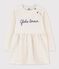 Langärmeliges Kleid aus Molton für Mädchen beige MONTELIMAR CHINE