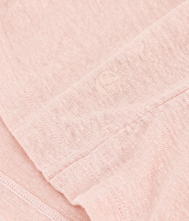 T-Shirt Le Droit aus Leinen mit Rundhalsausschnitt, Damen rosa