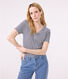 Damen-T-Shirt L'Iconique aus Baumwolle mit V-Ausschnitt, gestreift