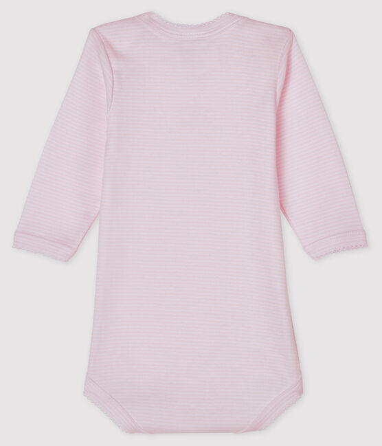 Langärmliger Baby-Body für Mädchen rosa VIENNE/weiss ECUME