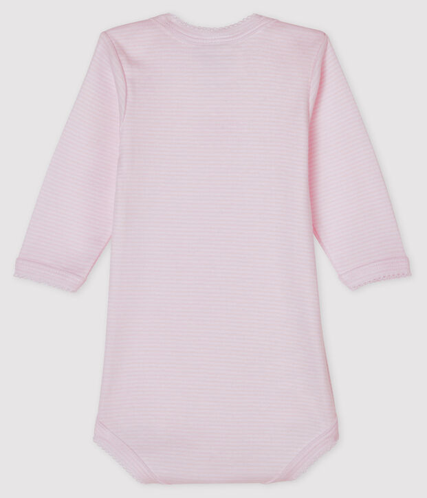 Lang&auml;rmliger Baby-Body f&uuml;r M&auml;dchen rosa/weiss
