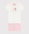 Kinder-Kurzpyjama aus Baumwolle mit Seepferdchenmotiv für Mädchen weiss MARSHMALLOW/rosa GRETEL