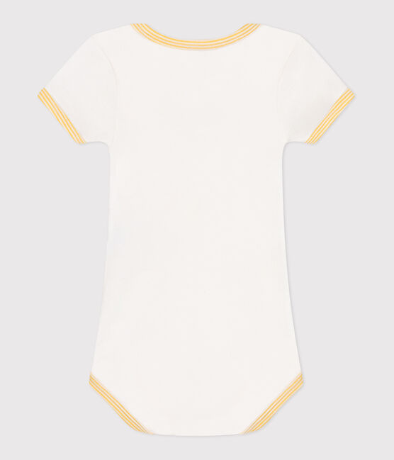 Kurzärmeliger Baby-Body aus Baumwolle mit Print weiss MARSHMALLOW
