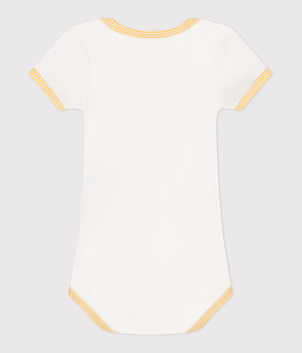 Kurz&auml;rmeliger Baby-Body aus Baumwolle mit Print weiss