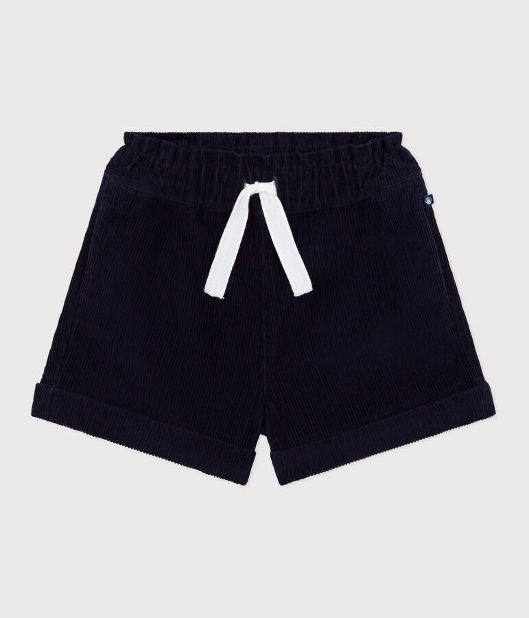 Kinder-Shorts aus einfarbigem Fein-Cord blau
